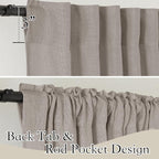 RYB HOME Linen Texture Sheer Curtains 90 inches, Rustic Style Solid Semi Sheer - Image 2