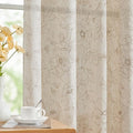 jinchan Floral Linen Curtains for Living Room 96 Inch Length Taupe Flower by JINCHAN