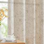 jinchan Linen Floral Curtains for Living Room 84 Inch Length Taupe Flower by JINCHAN