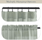 RYB HOME Cafe Curtains 24 inches Length, Linen Sheer Short Curtains - Image 3