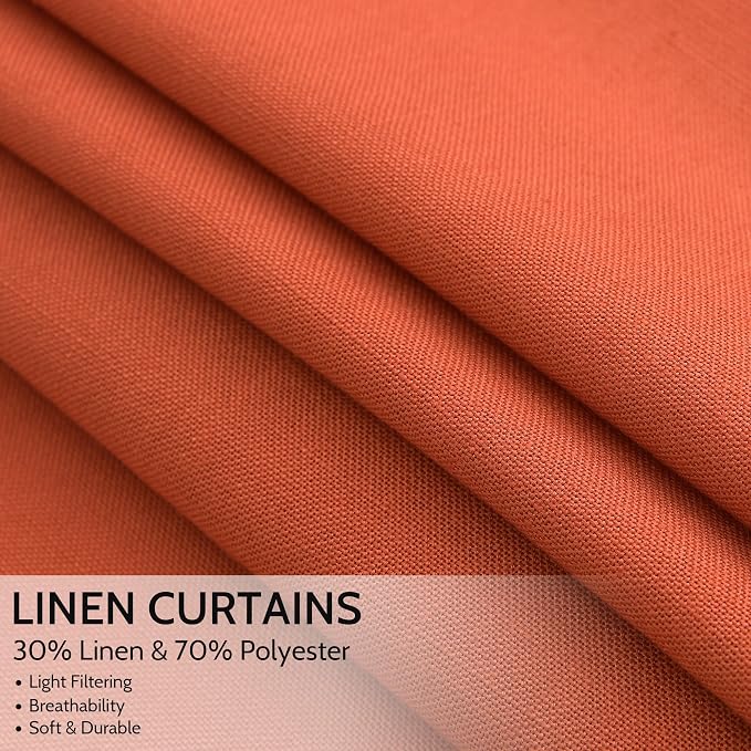 Bright Orange Linen Curtains 72 Inch Long - Image 2