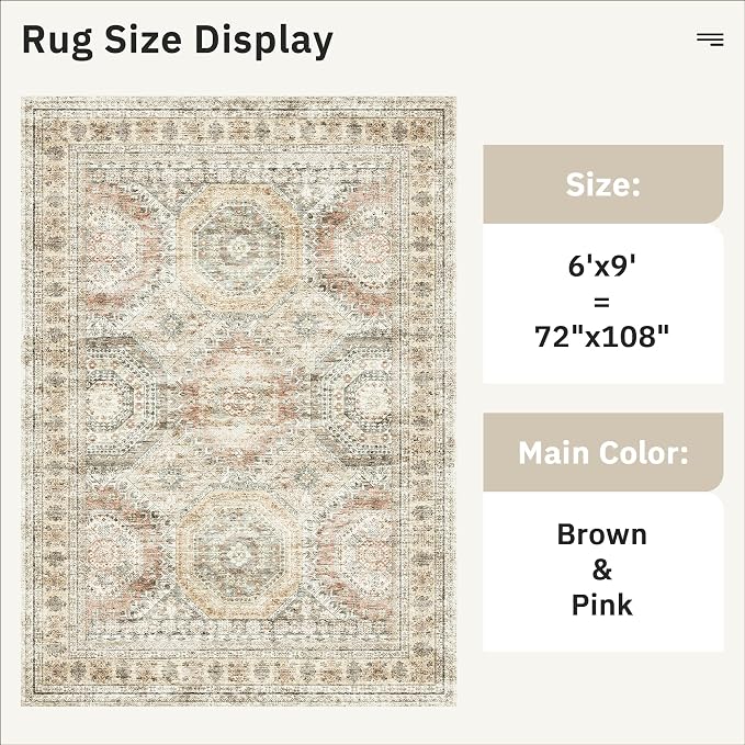6x9 Area Rug for Living Room Washable 6x9 Non-Slip Modern Rugs for Bedroom - Image 3