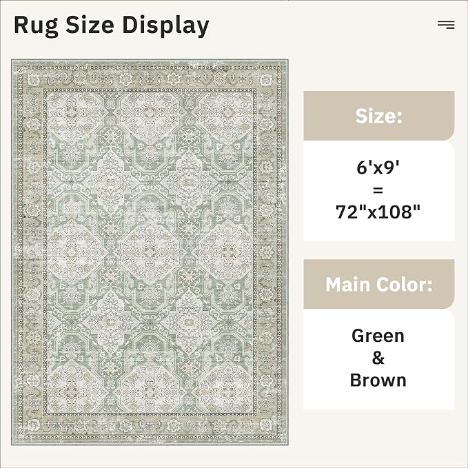 6x9 Area Rug for Living Room Washable 6x9 Rug Non-Slip Modern Rugs for Bedroom - Image 5