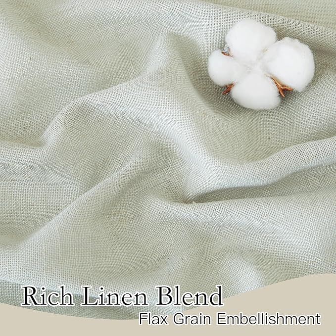 RYB HOME Sage Green Linen Blend Semi Sheer Curtains, 2 Panels Set, Light - Image 3