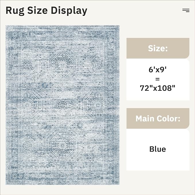 6x9 Area Rug for Living Room Washable 6x9 Non-Slip Modern Rugs for Bedroom - Image 3