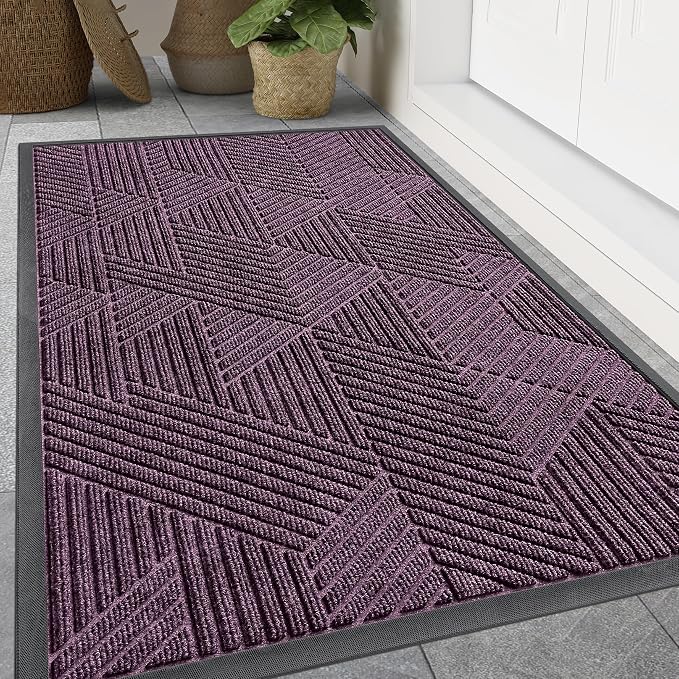 Smiry Front Door Mat Outside Entrance, Heavy Duty Sturdy Natural Rubber Doormat by Smiry