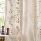 jinchan Belrose Lined Linen Blend Curtains Boho Floral Curtains by JINCHAN