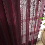 WAZZIO Boho Lace Curtains 63 Inches 2 Panel, Light Filtering Privacy Tassel & - Image 6