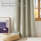 NICETOWN Beige Faux Linen Room Darkening Rod Pocket Curtains 63 inch Length - Image 3