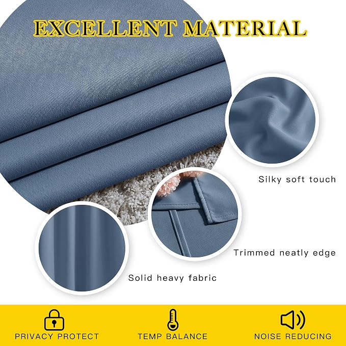 NICETOWN Stone Blue Blackout Curtains - Image 5