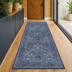 Dark Blue 3x12 Extra Long Wide Runner Rug by HazoHaus