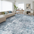 12x15 Washable Area Rug Blue/Grey Neutral Abstract Living Room Large Carpet Non - Image 3