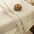 Faux Linen Beige Curtains 102 inches Long - Image 2