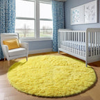 ONASAR Yellow Round Rugs 5ft for Bedroom Living Room, Fluffy Circle Area Rug - Image 7