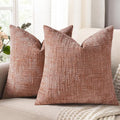 decorUhome Summer Pink Chenille Euro Sham Throw Pillow Covers 24x24 Set of 2 by decorUhome