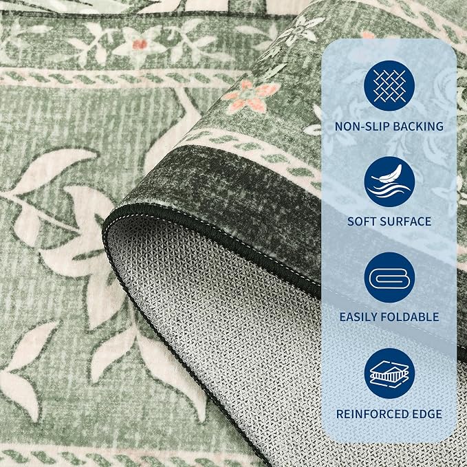 GarveeHome Provence Sage Green Area Rugs 10x13 Living Room, Botanical Grove - Image 7
