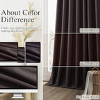 Guken Cocoa Coffee 100% Blackout Linen Curtains 120 Inch Length 2 Panels Set - Image 7