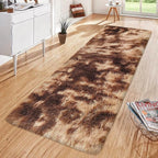 Super Soft Fluffy Living Room Area Rug 2x6 ft Tie-Dyed Brown Shaggy Furry - Image 3