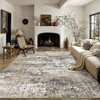 6x9 Abstract Area Rug Brown Washable Modern Neutral Living Room Carpet Non Slip - Image 3