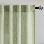 MIULEE Sage Green Kitchen Curtains 30 Inch Length 2 Panels, Soft Thick Linen - Image 4