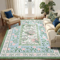 GarveeHome Blue Green Pink Washable 5x7 Area Rugs, Botanical Grove Vintage by GarveeHome