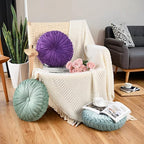 HIG Set of 2 Decorative Round Pleated Throw Pillows, Classy Accent Pumpkin - Image 5