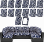 hyha 14Pcs Patio Cushion Covers, Stretch Outdoor Couch Cushion Covers by hyha