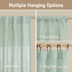 LAMIT Short Linen Window Curtains 40 Inch Length 2 Panels, Light Sage Semi - Image 3