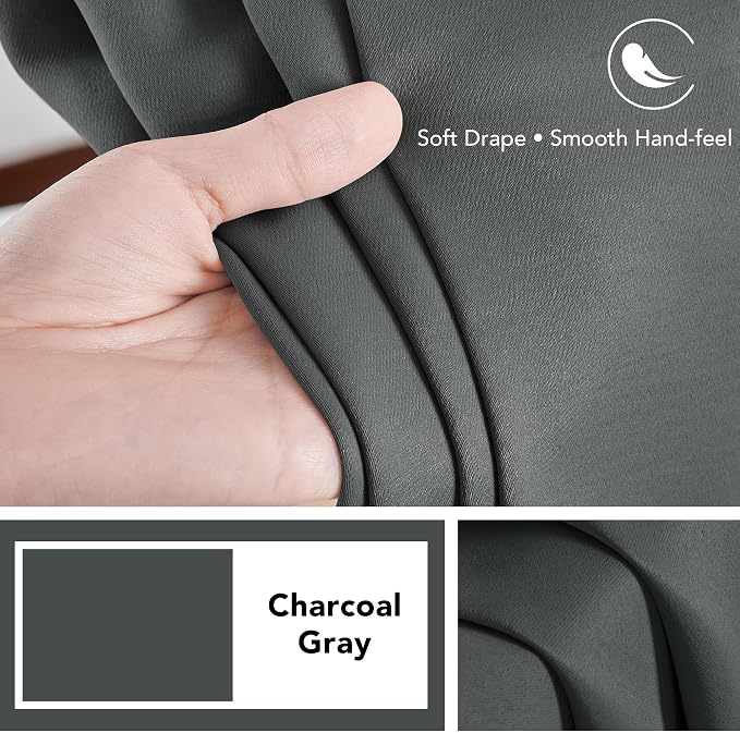 Deconovo Blackout Curtains, Thermal Insulated, W70 x L108 2 Panels, Back Tab - Image 7