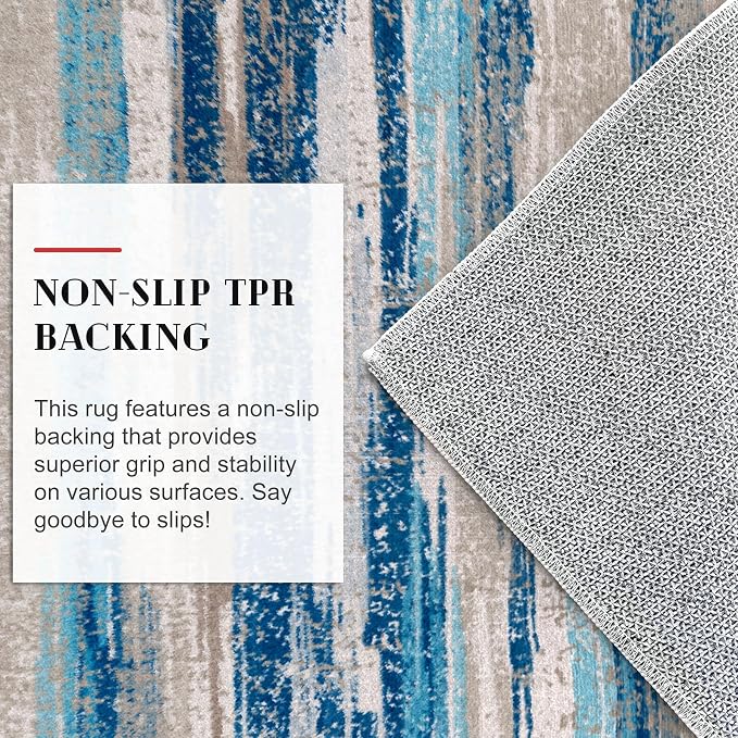 Lansny Modern Abstract 9x12 Large Machine Washable Living Room Rug Non-Slip - Image 7