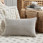 Fancy Homi 2 Packs Neutral Grey Lumbar Decorative Throw Pillow Covers 20x28 Inch - Image 2