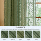 WAZZIO Boho Lace Curtains 2 Panels 96 Inches -Vintage Victorian Sheer Panel - Image 8