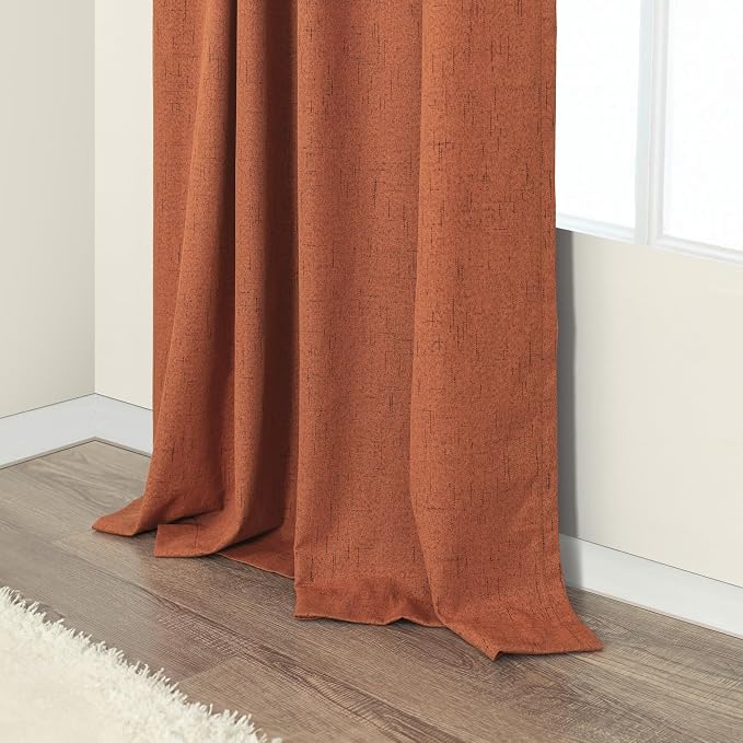 Rust Blackout Curtains for Living Room 102 Inch Length 2 Panels Set Linen - Image 7