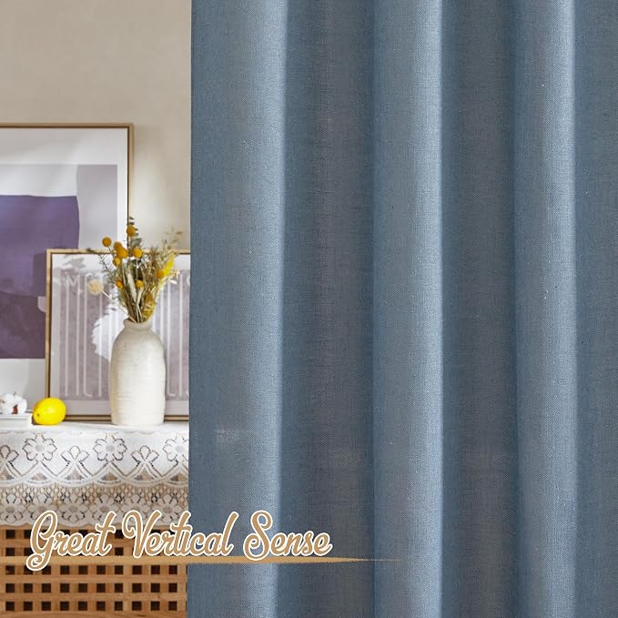 NICETOWN Stone Blue Linen Blend Curtains - Image 5