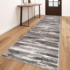 Lansny Modern Abstract Runner Rug 3x10, Dark Light Brown White Washable Kitchen by lansny