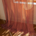 WAZZIO Boho Lace Curtains 80 Inches 2 Panel, Light Filtering Privacy Tassel & - Image 7