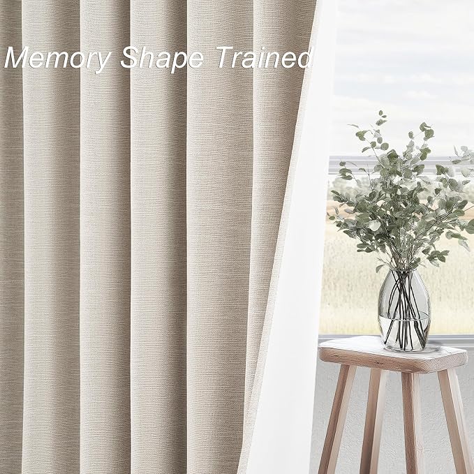 Oatmeal 105 Inch Long Curtains for Living Room Custom, Sun Blocking Elegant - Image 3