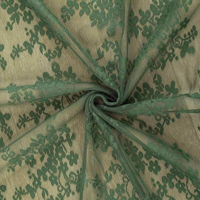YJ YANJUN Vintage Lace Curtains 84 Inches Long- Country Olive Green Boho Sheer - Image 7