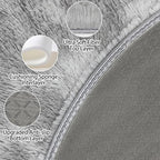 Tie Dye Grey Round Rugs Small 2x2 ft Fluffy Circle Rug Furry Carpet Shaggy - Image 4