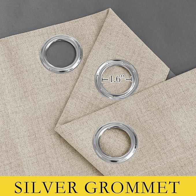 NICETOWN Cream Linen 100% Blackout Curtains 120 inches Length 2 Panels Set - Image 5