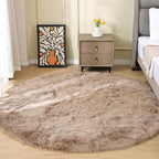 ORINOVA Beige Round Rugs 6ft Fuzzy Faux Sheepskin Washable Fluffy Fur Area Rugs by ORINOVA