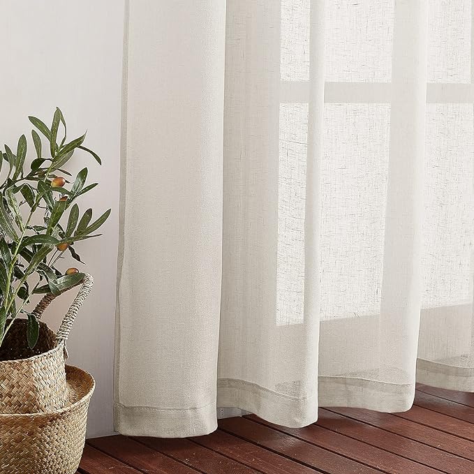 NICETOWN Linen Sheer Curtains 63 inch Length - Image 6