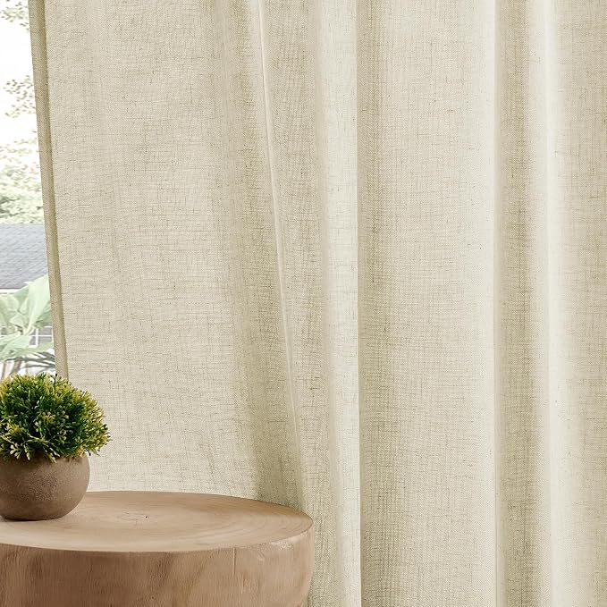 Joydeco Linen Curtains 108 Inch Length 2 Panel Sets, Light Filtering Curtains - Image 4
