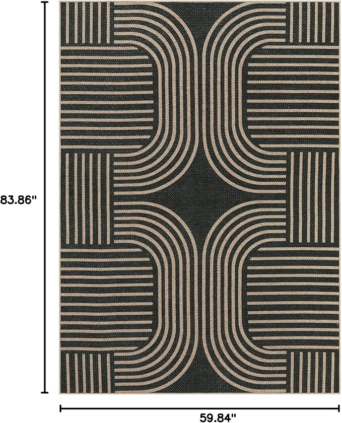 Lahome Enfys Modern Geometric Outdoor Easy Jute Rug, 5x7 Patio Living Room Rug - Image 2