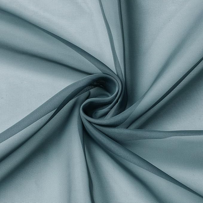 Aiyufeng Dusty Blue Sheer Curtains 36 inches Long, Short Kitchen Window - Image 7