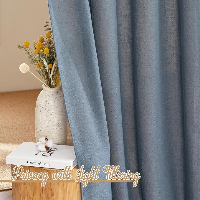 NICETOWN Stone Blue Linen Blend Curtains - Image 3