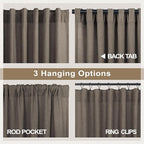 Chocolate Brown Curtains for Living Room 84 Inch Length 2 Panels Set Light - Image 4