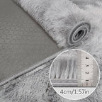 Super Soft Fluffy Living Room Area Rug 2x5 ft Tie-Dyed Light Grey Shaggy Furry - Image 5