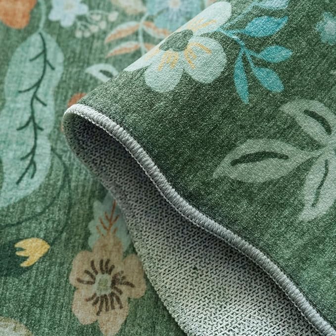 Washable 3x10 Hallway Runner Rug: Floral Scalloped Soft Runners - Image 3