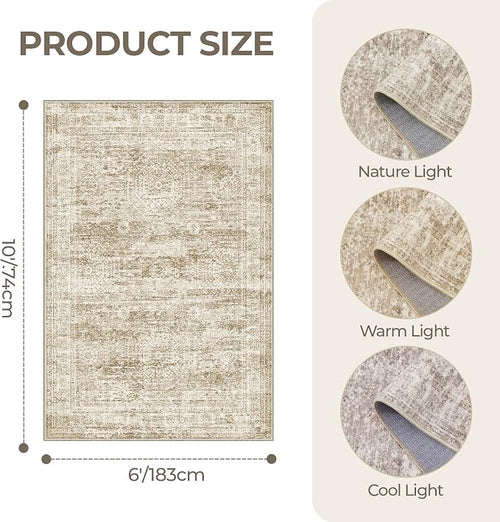 6x9 Rug for Living Room, Soft Low Pile Indoor Washable Rugs for Bedroom - Image 2